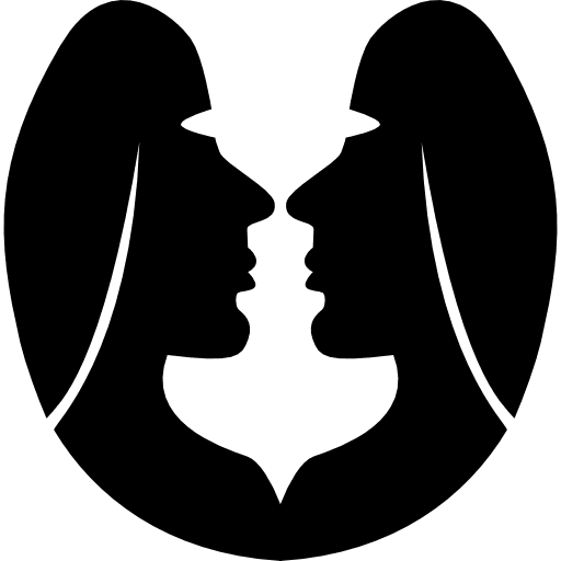 Gemini zodiac symbol of two twins faces twins zodiac pack astrology icon