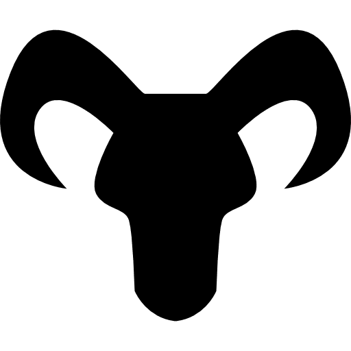 Capricorn astrological sign of head black silhouette with horns astrological silhouette horns icon