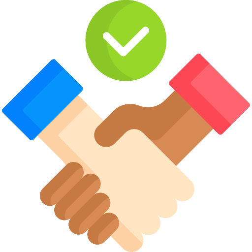 Reliability checkmark integrity handshake icon