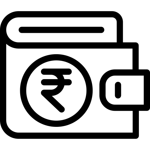 Wallet money rupee billfold icon