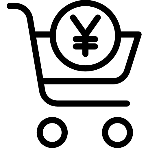 Shopping cart commerce online shop yen icon