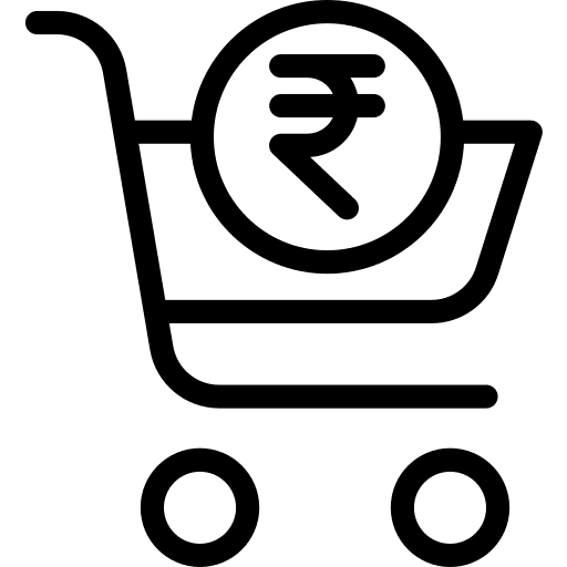 Shopping cart online store supermarket rupee icon