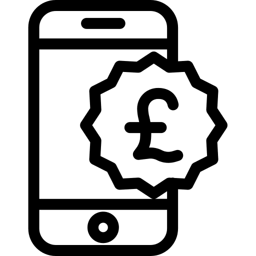 Smartphone pound sterling commerce and shopping iphone icon