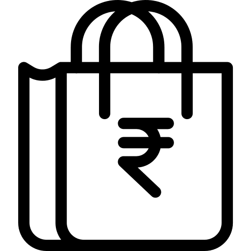 Shopping bag online shop rupee commerce and shopping icon