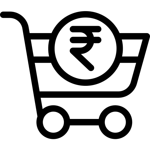 Shopping cart online shop rupee shopping store icon