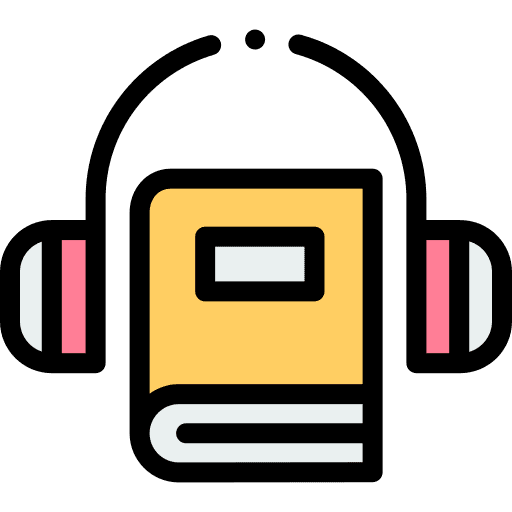 Audiobook headphones educative study icon