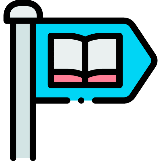 Directional sign book library signpost icon