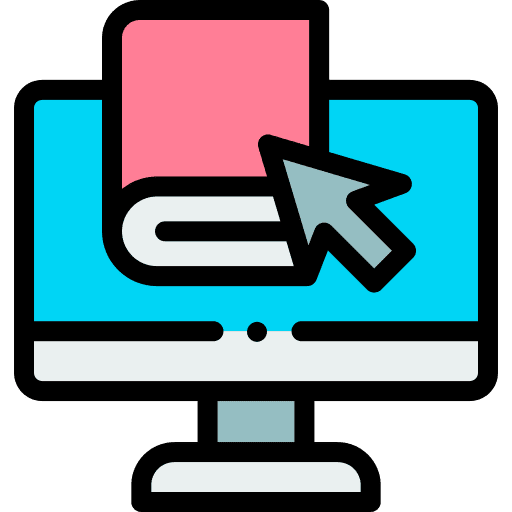 Online library computer education screen icon