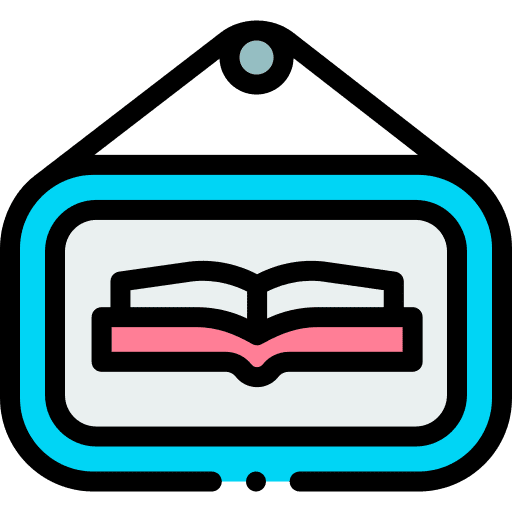 Library sign hanging signaling icon Library sign hanging signaling icon