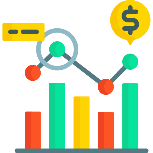 Market analysis stats shares data analytics icon