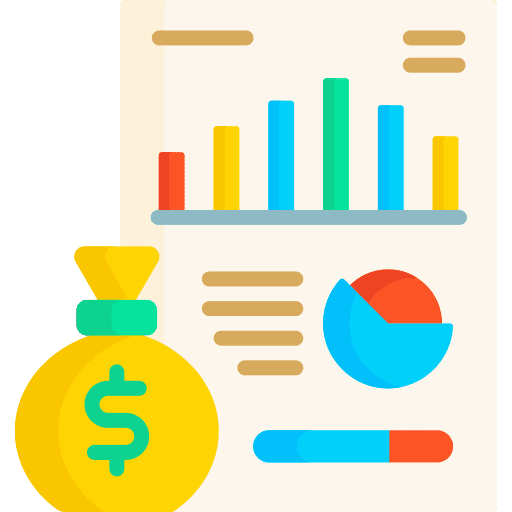 Report money bag analysis financial icon