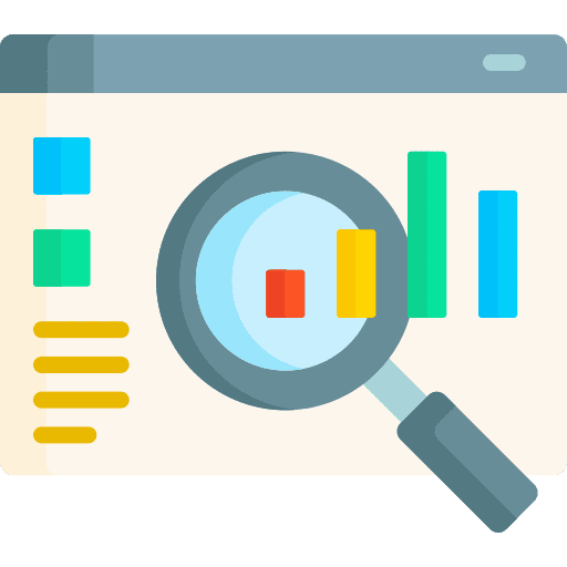 Data research loupe website gap icon Data research loupe website gap icon