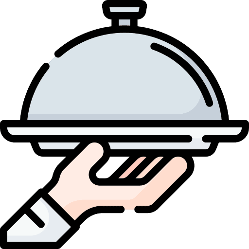 Waiter man boy food tray icon