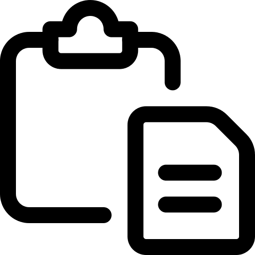 Clipboard completed survey files and folders icon