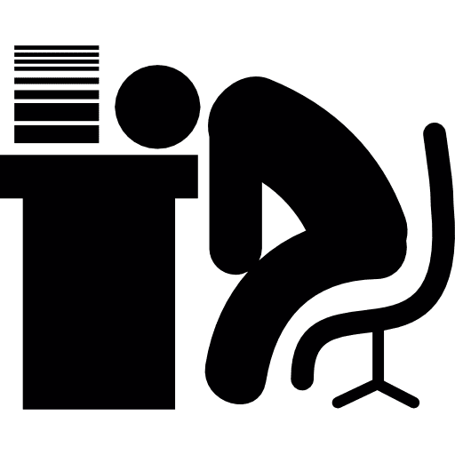 Sleepy worker at work work sleeping business icon