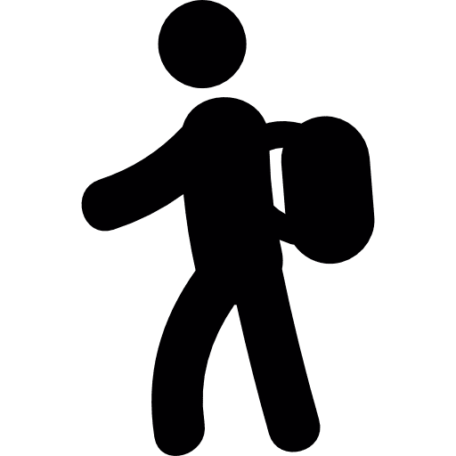 Backpacker luggage hiking journey icon