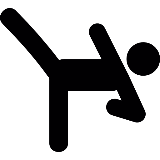 Man practicing martial arts kick karate judo icon