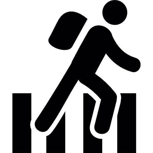 Crossing road crossing people book bag icon