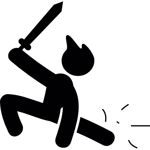 Man attacking kicking people hitting icon