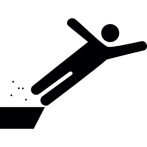 Man falling off a precipice fall death falling icon