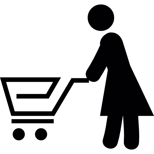 Woman with shopping cart female shopping cart people icon