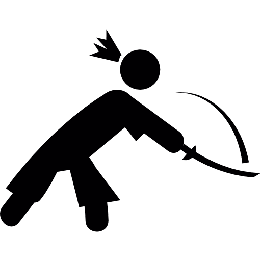 Oriental man with a sword asia katana fighter icon