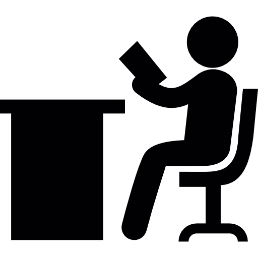 Person reading at the office reader chair reading icon