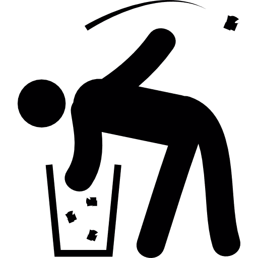 Man looking through the garbage container trash bin garbage can garbage icon