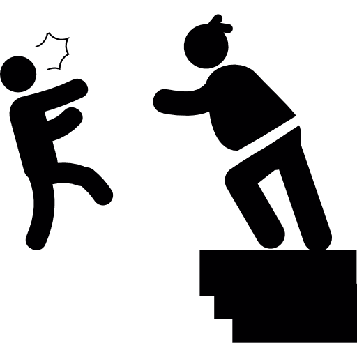 Man pushing child violent violence fight icon