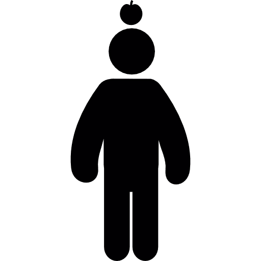 Fan with a apple over his head man organic fruit icon