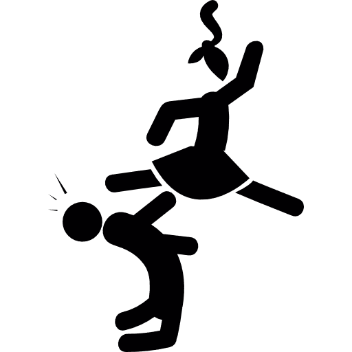 Girl kicking a boy in the face girl fight sports icon