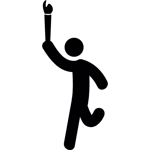 Man running with olympic torch athlete run olympic icon