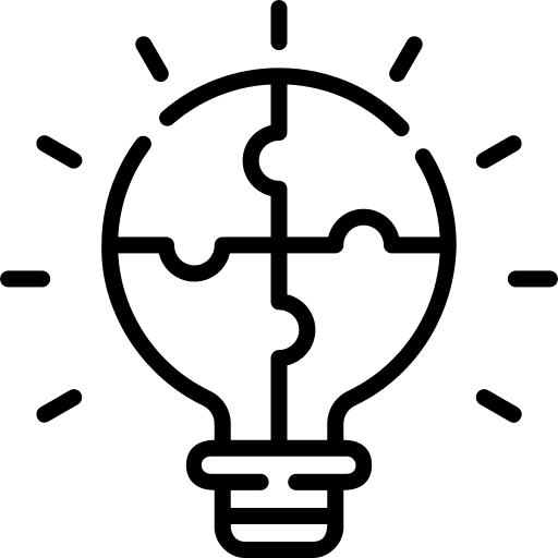 Puzzle light bulb teamwork education icon