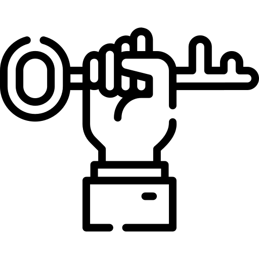Key business and finance solving key icon Key business and finance solving key icon