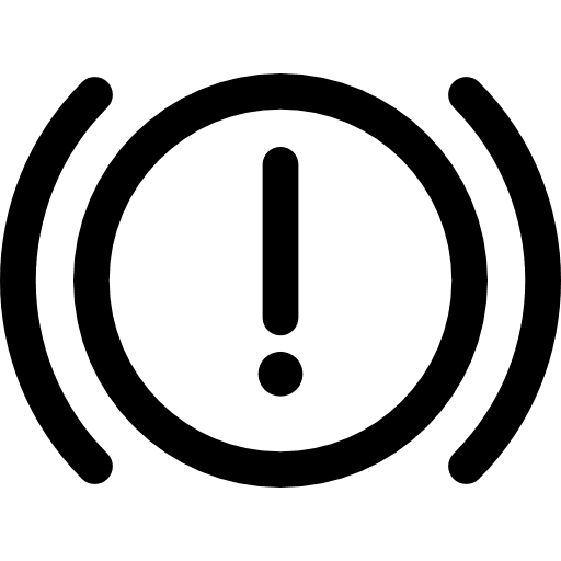 Brake system warning car shapes exclamation mark icon