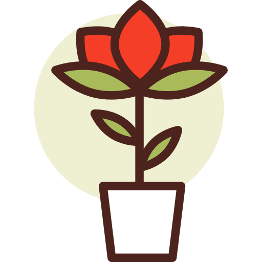 Botanic rose gardening pot icon Botanic rose gardening pot icon
