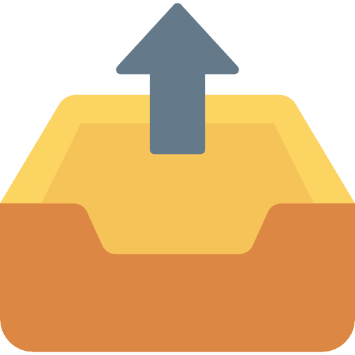 Outbox multimedia uploading arrows icon