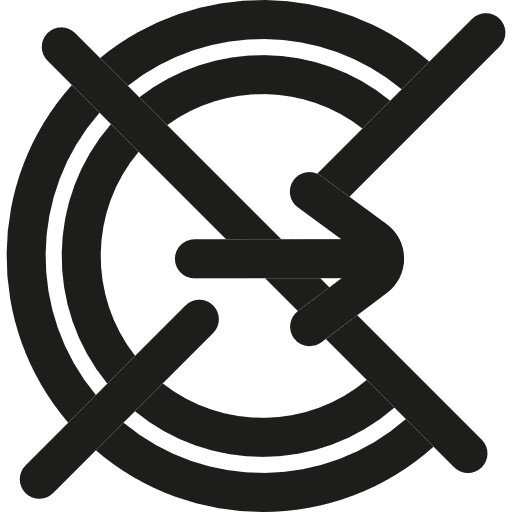 Go direction right arrow crossed icon
