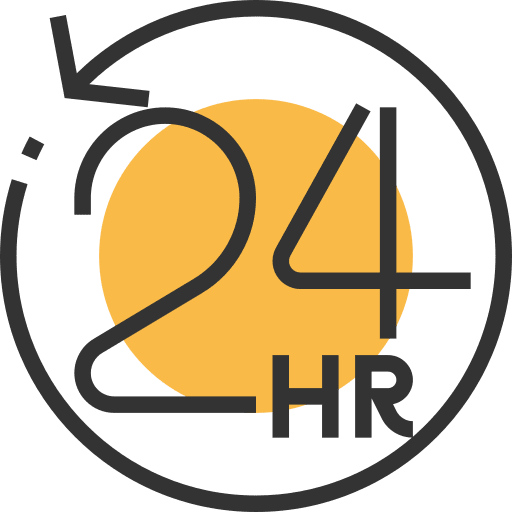 24 hours shipping and delivery logistics time icon