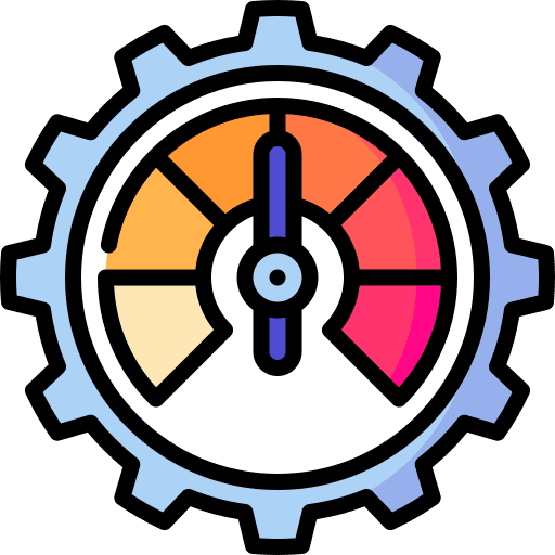 Productivity efficiency cogwheel speedometer icon Productivity efficiency cogwheel speedometer icon