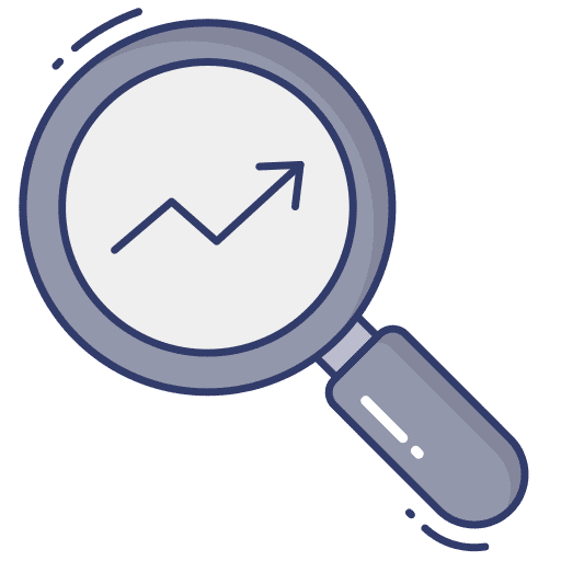 Magnifying glass business and finance data analytics glass icon