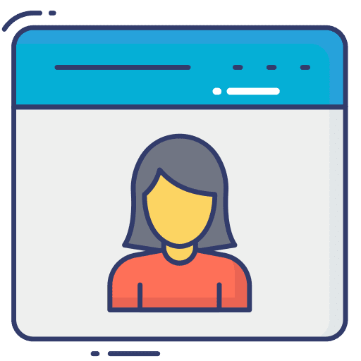 Web browser seo and web avatar woman icon