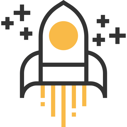 Startup rocket space ship kick off icon