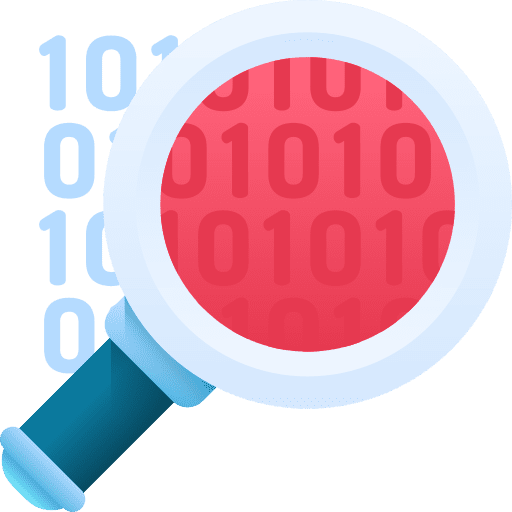 Binary code magnifier security data analytics icon Binary code magnifier security data analytics icon
