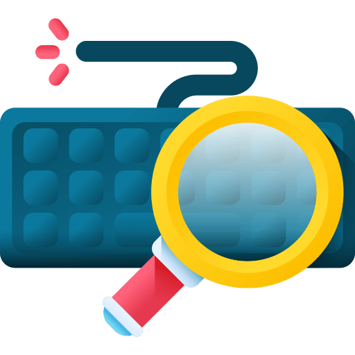 Keylogger keyboard magnifying glass computer icon Keylogger keyboard magnifying glass computer icon