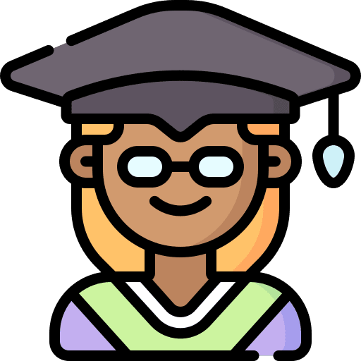 Graduate mortarboard alumni girl icon