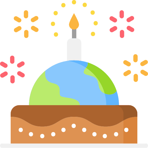 Birthday cake globe grid ecology and environment icon