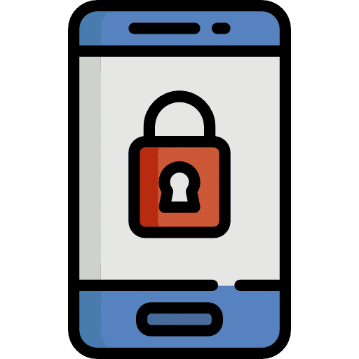 Mobile phone tools and utensils security lock icon Mobile phone tools and utensils security lock icon