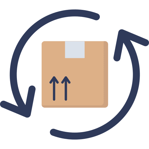 Box box circular arrow cardboard icon