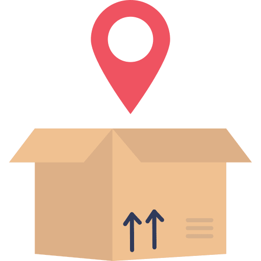 Box maps and location cardboard delivery icon